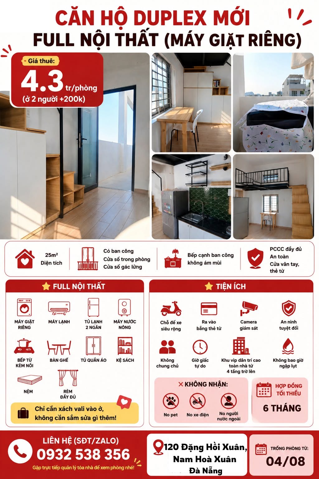 Brand-New Fully Furnished Duplex Studio with Private Washer and Balcony in Nam Hòa Xuân