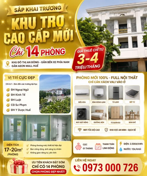 Newly Furnished Hue Room Near AEON Mall