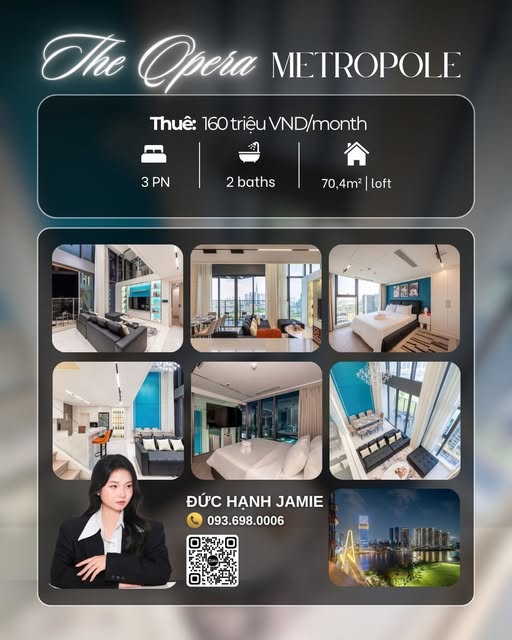 3BR The Opera Metropole Thu Thiem for Rent