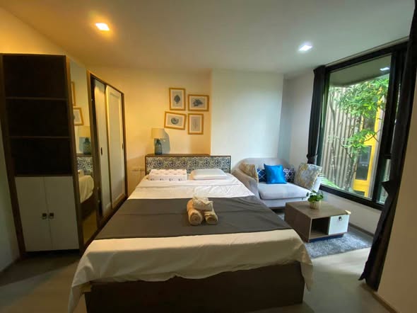 Fully Furnished Studio Condo with Balcony and Free Wi-Fi at The Base Central Phuket