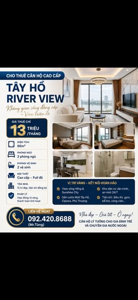 Fully Furnished Two-Bedroom Apartment at Tay Ho River View